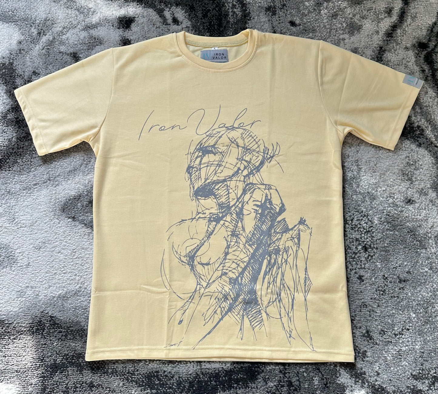 "Vortex" Cream Iron Valor Tee
